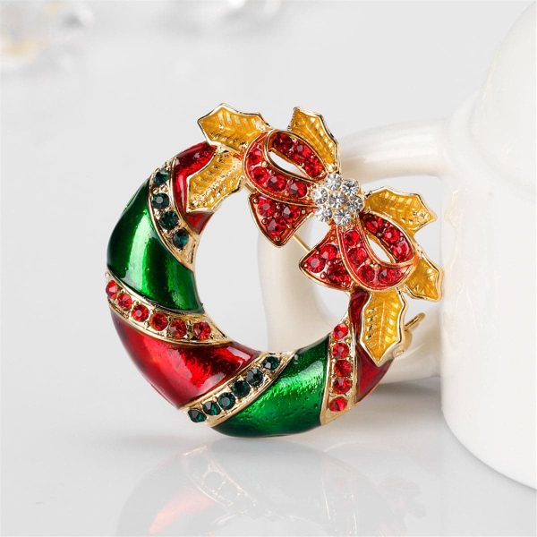 Cubic Zirconia & 18K Gold-Plated Botany Bow Wreath Brooch Supply