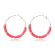 Watermelon Red Polymer Clay & 18K Gold-Plated Beaded Hoop Earrings Supply