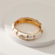 White Enamel & 18K Gold-Plated Rhombus Bangle Supply