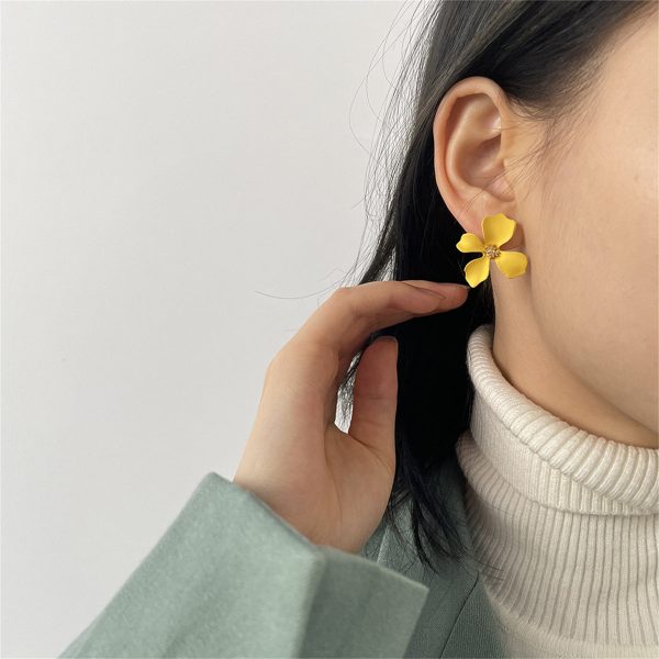 Yellow Enamel & 18K Gold-Plated Four-Petal Flower Stud Earrings Sale