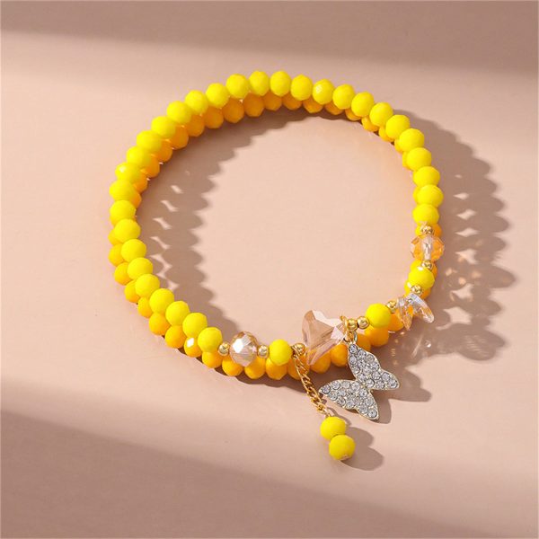 Yellow & Cubic Zirconia Heart Butterfly Stretch Anklet Set Sale