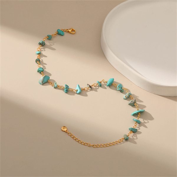 Turquoise & 18K Gold-Plated Anklet Online Sale