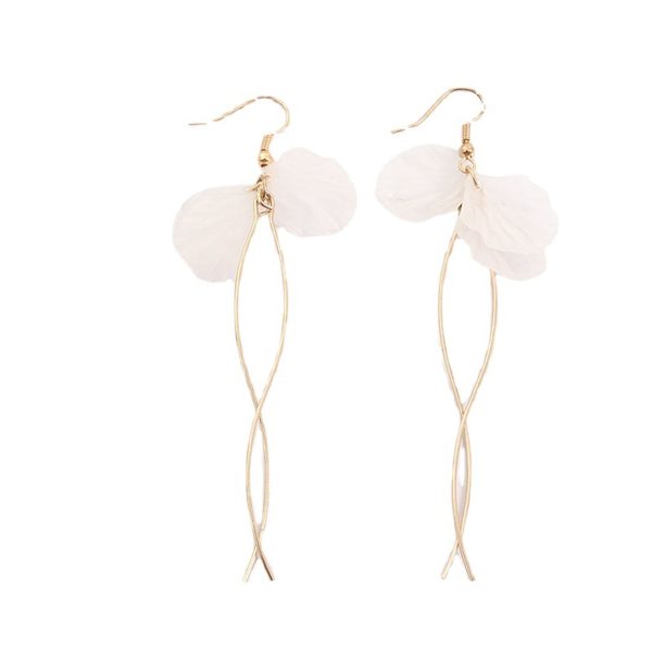 White Acrylic & 18K Gold-Plated Petals Tassel Drop Earrings For Cheap