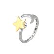 Two Tone Star & Moon Rotatable Open Ring Hot on Sale