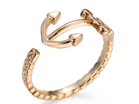 18K Gold-Plated Anchor Open Bypass Ring Discount