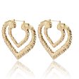 18K Gold-Plated Bamboo Layered Heart Hoop Earrings Online Sale