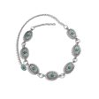 Turquoise & Silver-Plated Oval Chain Station Waist Belt Fashion