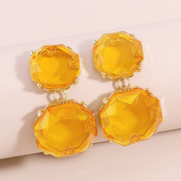 Yellow Crystal & 18K Gold-Plated Octagon Drop Earrings Online