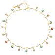 Vibrant Enamel & 18K Gold-Plated Daisy Charm Station Necklace For Sale