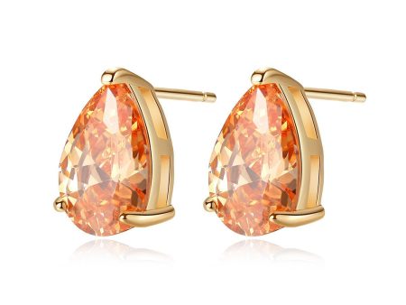 Yellow Crystal & 18K Gold-Plated Pear-Cut Stud Earrings For Discount