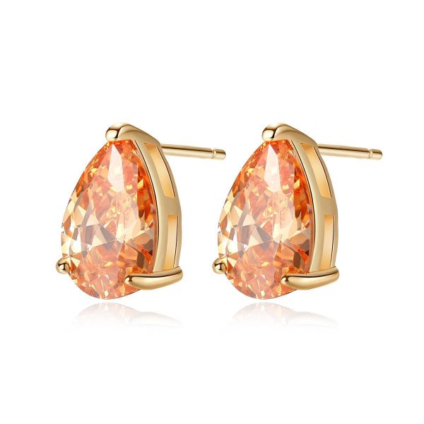 Yellow Crystal & 18K Gold-Plated Pear-Cut Stud Earrings For Discount