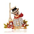 Cubic Zirconia & 18K Gold-Plated Snowman Broom Brooch Sale