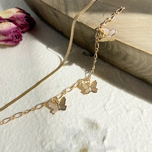 18K Gold-Plated Butterfly Charm Bracelet Set Cheap