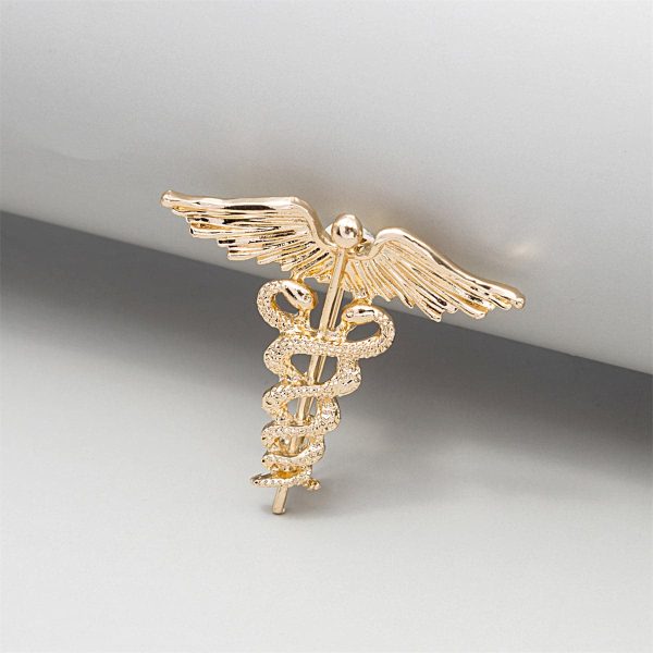 18K Gold-Plated Angel Wing & Snake Brooch Fashion