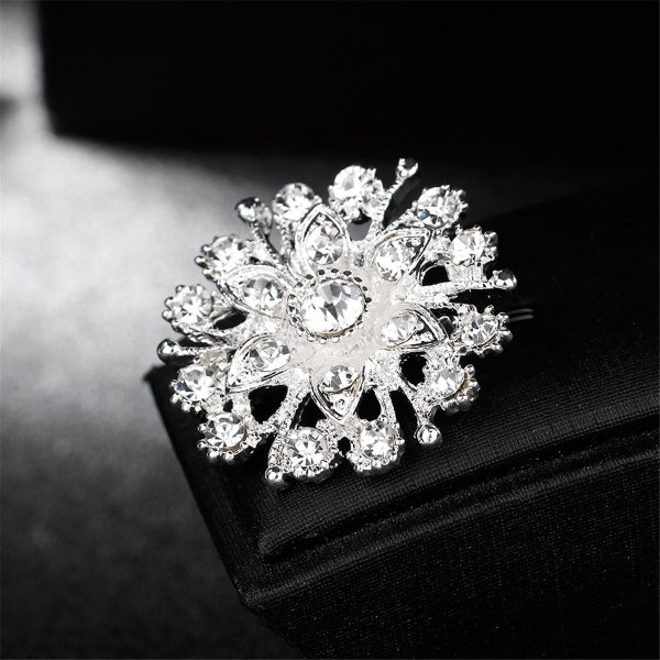 Clear Cubic Zirconia Flower Brooch Online Hot Sale