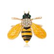 Cubic Zirconia & 18K Gold-Plated Bee Brooch Fashion