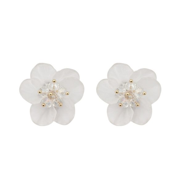 White Acrylic & 18K Gold-Plated Flower Stud Earrings Online Sale