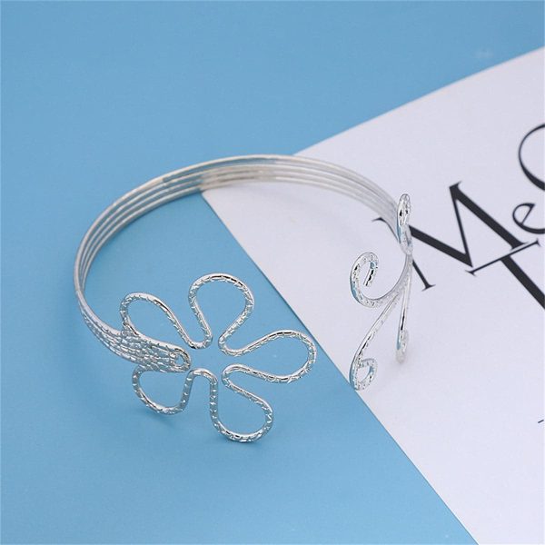 Silver-Plated Open Flower Arm Cuff Online Hot Sale