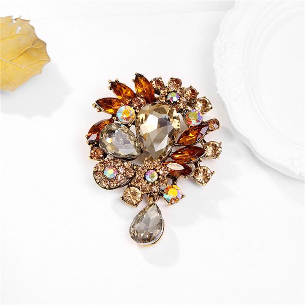 Yellow Crystal & Cubic Zirconia Botany Brooch Fashion