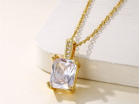 Princess-Cut Crystal & Cubic Zirconia 18K Gold-Plated Pendant Necklace Online Hot Sale