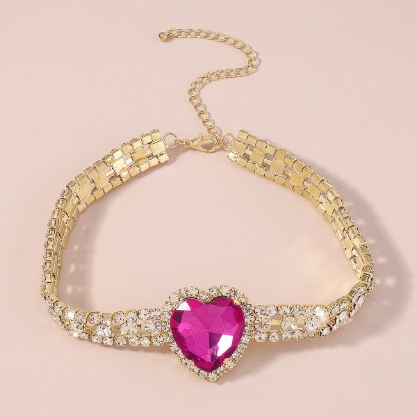 Rose Crystal & Cubic Zirconia Heart Layered Pendant Choker Online Hot Sale