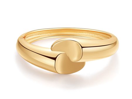 18K Gold-Plated Comma Hinge Bypass Bangle Cheap