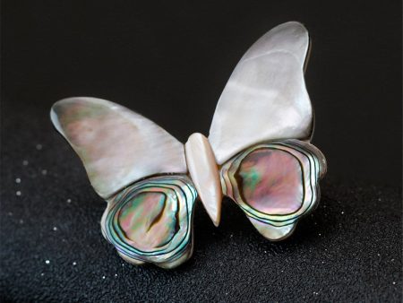 Abalone & Silver-Plated Butterfly Brooch Online