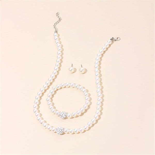 Pearl & Cubic Zirconia Silver-Plated Beaded Necklace Set Discount