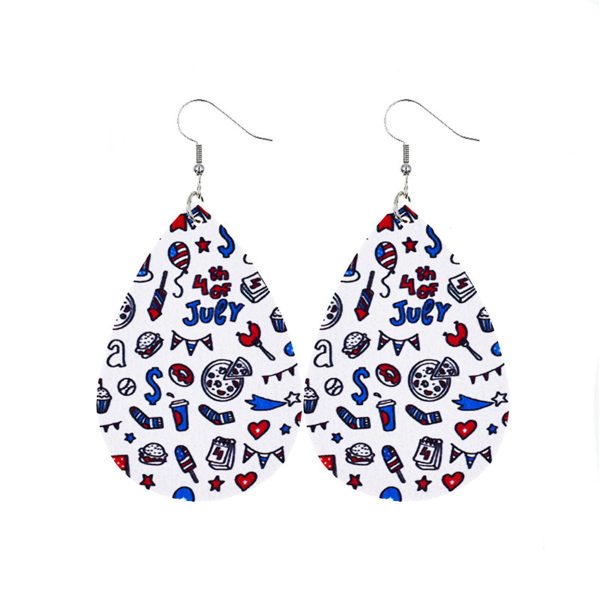 White & Blue Polystyrene  4Th Of July  Party Drop Earrings Online now