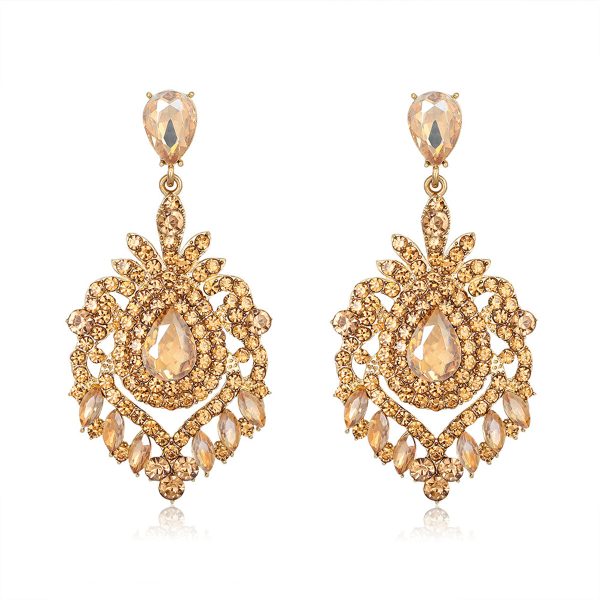 Yellow Crystal & Cubic Zirconia 18K Gold-Plated Botanical Drop Earrings Fashion