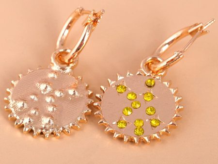 Yellow Cubic Zirconia & 18K Gold-Plated Sun Drop Earrings Fashion