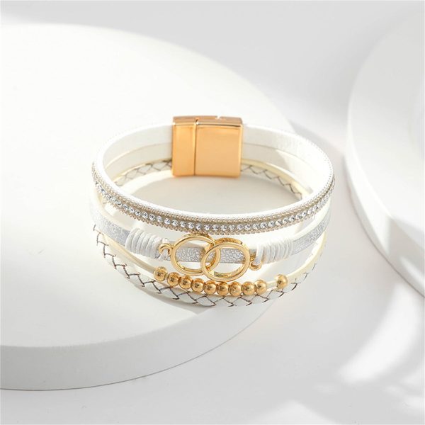 White Polystyrene & Cubic Zirconia 18K Gold-Plated Interlocked Circle Bracelet Online Hot Sale