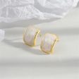 White Enamel & 18K Gold-Plated Curved Face Stud Earrings Hot on Sale