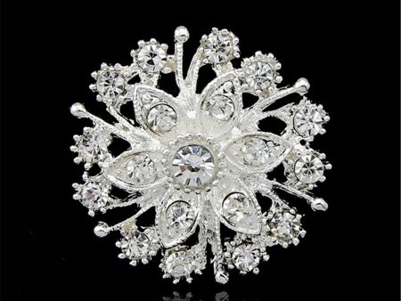 Clear Cubic Zirconia Flower Brooch Online Hot Sale