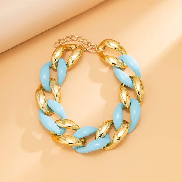 Sky Blue Resin & 18K Gold-Plated Chunky Curb Chain Necklace Online Sale