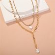 Pearl & 18K Gold-Plated Necklace Set For Cheap