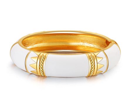 White Enamel & 18K Gold-Plated Geometric Bamboo Bangle Online Hot Sale