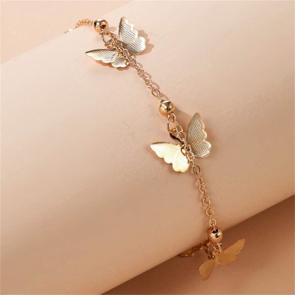 18K Gold-Plated Butterfly Station Anklet Discount