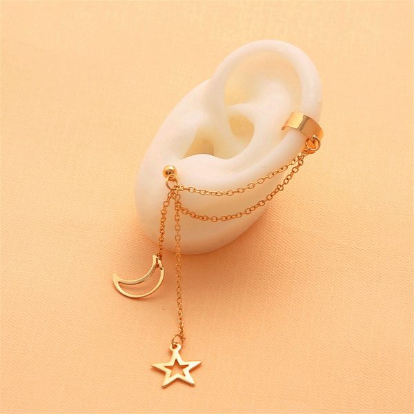 18K Gold-Plated Celestial Ear Cuff Drop Earrings Online now