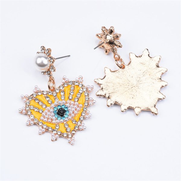 Yellow & Cubic Zirconia Eye In Heart Drop Earrings Discount