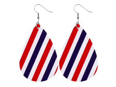 Red & Blue Polystyrene Stripe Teardrop Drop Earrings Supply