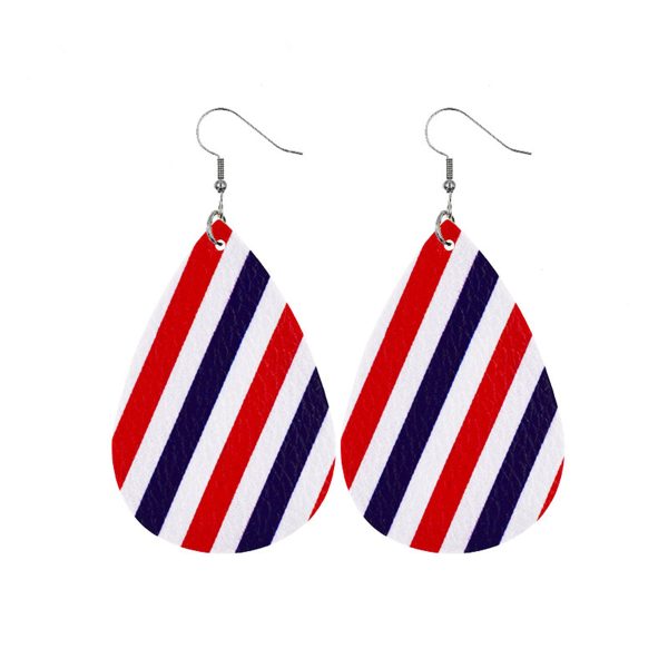 Red & Blue Polystyrene Stripe Teardrop Drop Earrings Supply