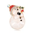 Cubic Zirconia & 18K Gold-Plated Musical Snowman Brooch Cheap