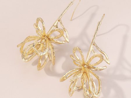 18K Gold-Plated Abstract Open Flower Drop Earrings Online now