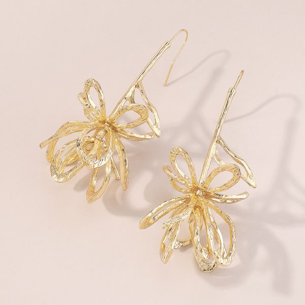 18K Gold-Plated Abstract Open Flower Drop Earrings Online now