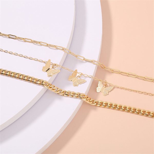 18K Gold-Plated Butterfly Station Bracelet Set For Discount