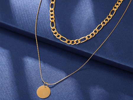 18K Gold-Plated Coin Layered Pendant Necklace on Sale