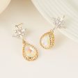 White Crystal & Cubic Zirconia 18K Gold-Plated Star Drop Earrings Online now