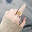 Yellow Crystal Two-Tone Rotating Sunflower Bypass Ring For Discount