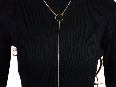 18K Gold-Plated Circle Bar Pendant Drop Necklace Sale